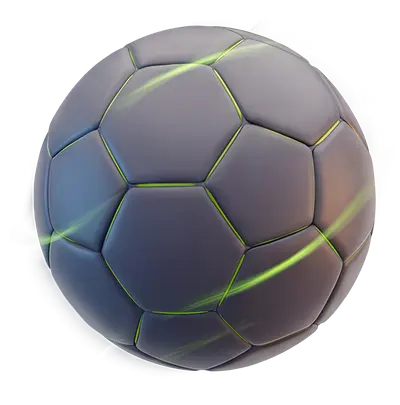 3D football with green motion trails